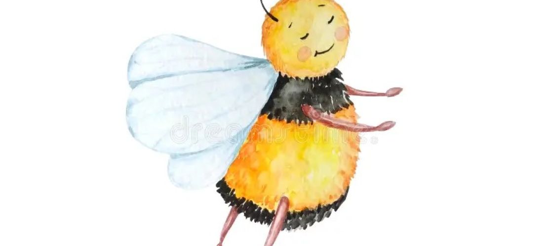 cute-watercolor-bee-striped-yellow-black-flies-181473486