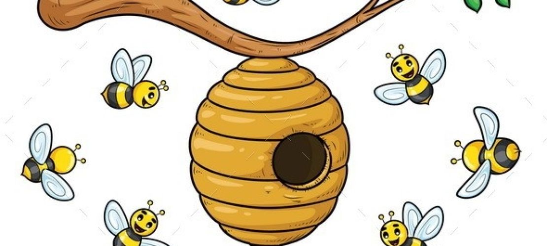 Bees cartoon collection with beehive - PREVIEW